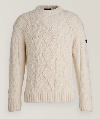 Cable-Knit Crewneck Fisherman Sweater