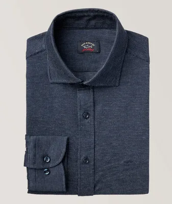 Micro Jacquard Patterned Cotton Sport Shirt