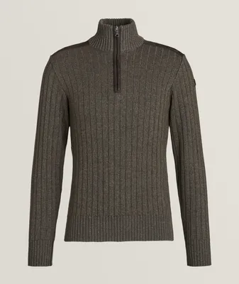 Ribbed Quarter-Zip Virgin Wool-Blend Sweater