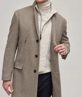 Brera Cashmere Blend Twill Overcoat With Removeable Bib