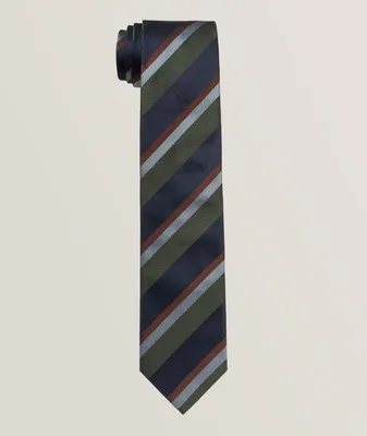Striped Herringbone Silk Tie