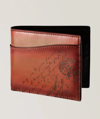 Makore Slim Scritto Leather Bifold Wallet