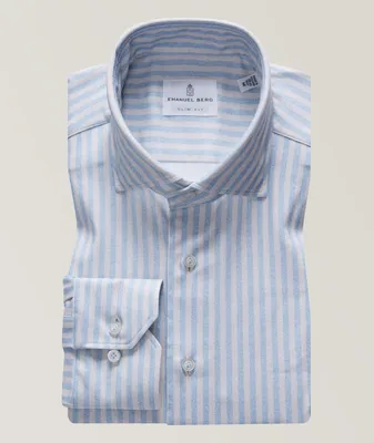 Modern-Fit Striped Modern 4-Flex Jersey Cotton Shirt