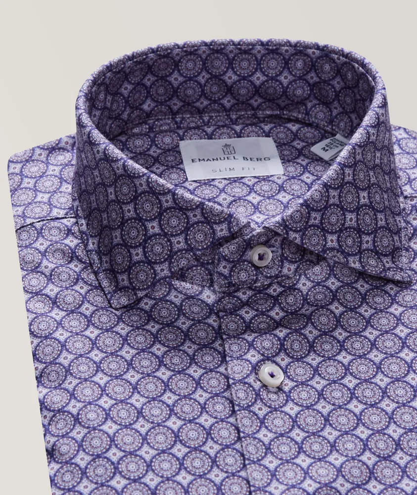 Medallion Pattern Modern 4-Flex Jersey Cotton Shirt