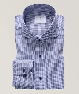 Modern-Fit Micro Neat Pattern Twill Luxury Dress Shirt
