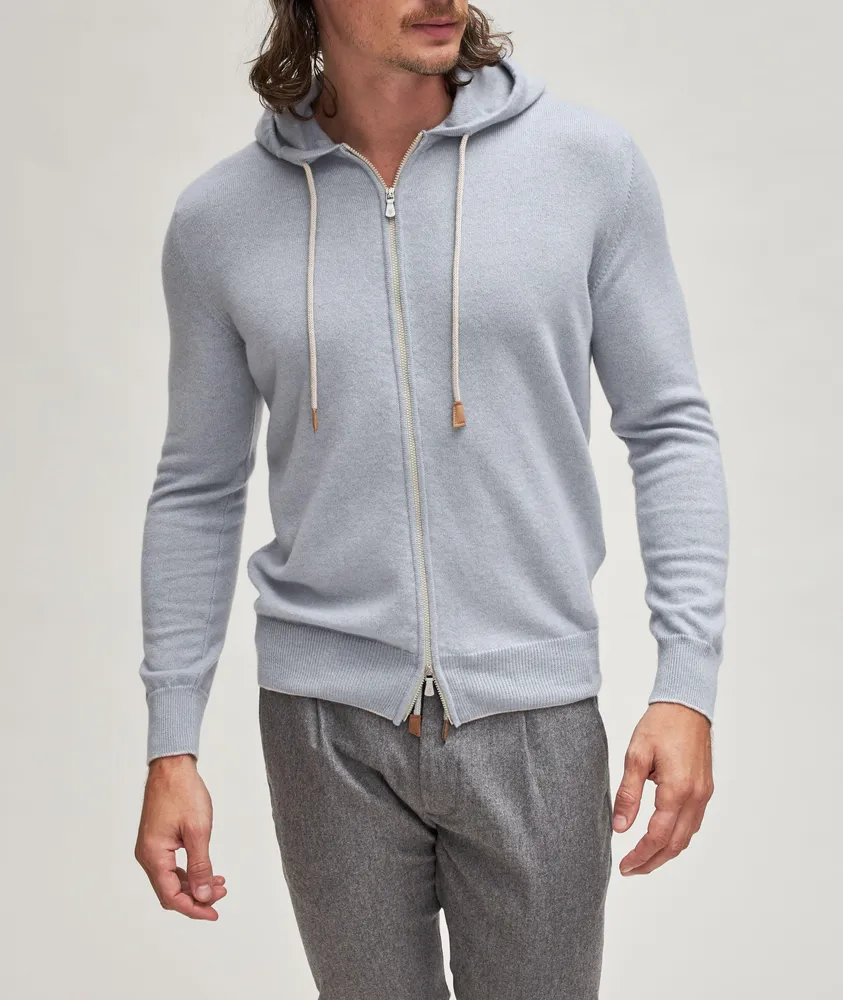 Cashmere Knit Full-Zip Hoodie