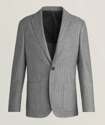 Slim-Fit Herringbone Weave Wool Sport Jacket