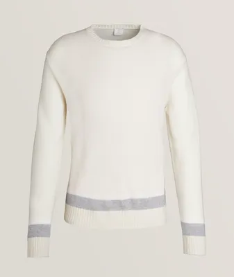 Contrast Stripe Wool Crewneck Sweater