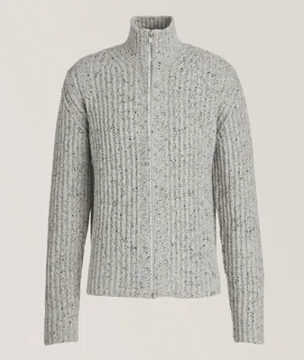 Mélange Stockinette Knit Alpaca Wool-Silk Sweater