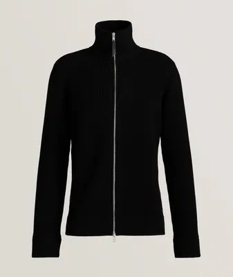 Ribbed Cotton-Wool Full-Zip Sweater