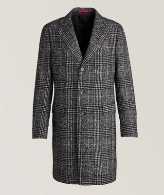 Large Plaid Cashmere-Silk Overcoat