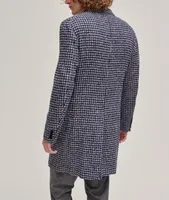 Houndstooth Cashmere-Silk Overcoat