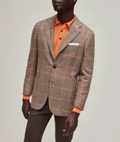 Windowpane Cashmere Silk-Blend Sport Jacket
