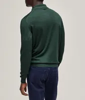 Long-Sleeve Cashmere-Silk Polo
