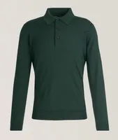 Long-Sleeve Cashmere-Silk Polo