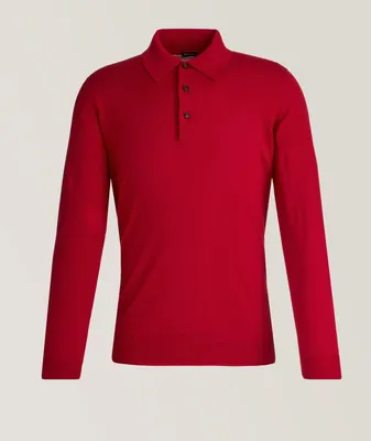 Long-Sleeve Cashmere-Silk Polo