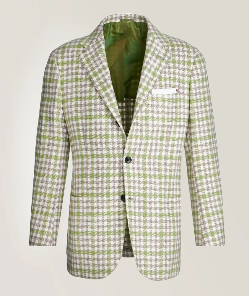 Gingham Cashmere, Virgin Wool & Silk Blend Sport Jacket