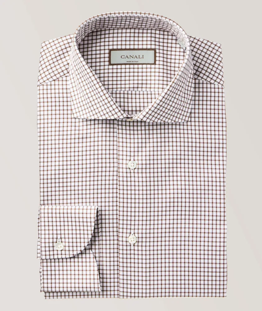 Slim-Fit Micro-Check Dress Shirt