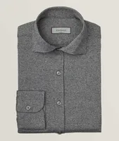 Regular-Fit Mélange Jersey Cotton Dress Shirt