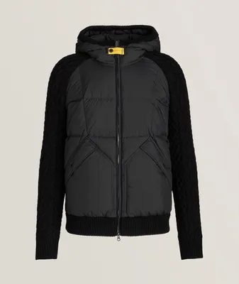 Cable-Knit Hooded Puffer Jacket