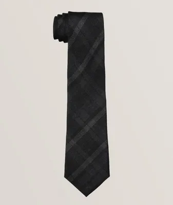 Tonal Plaid Cashmere-Silk Tie 