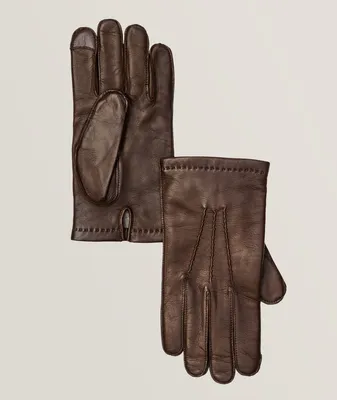 Genuine Leather Cashmere-Lined Gloves