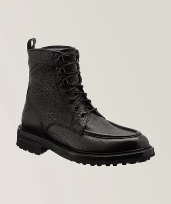 Grain Leather Lace-Up Lug Boots