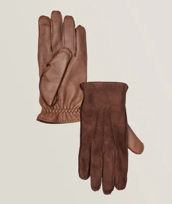 Genuine Leather Cashmere-Lined Gloves