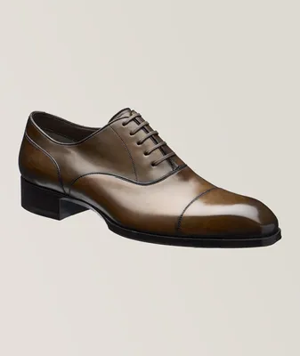 Burnished Leather Cap-Toe Oxfords