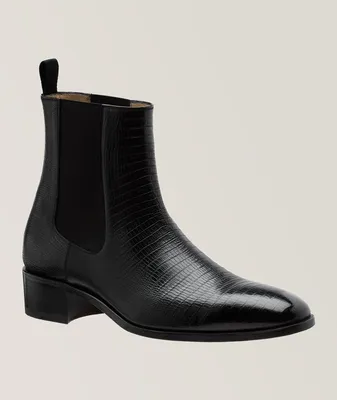 Alec Textured Leather Cuban Heel Chelsea Boots