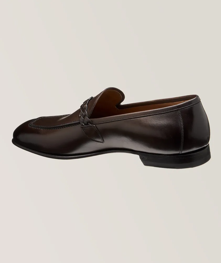 Martin Braided Band Burnished Leather Loafers