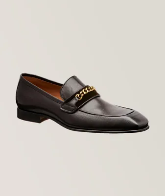 Bailey Grained Chain Leather Loafers