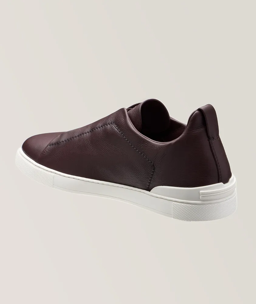 Triple Stitch Cashmere Leather Sneakers