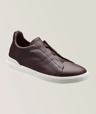 Triple Stitch Cashmere Leather Sneakers
