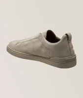 Triple Stitch Tonal Suede Slip-On Sneakers