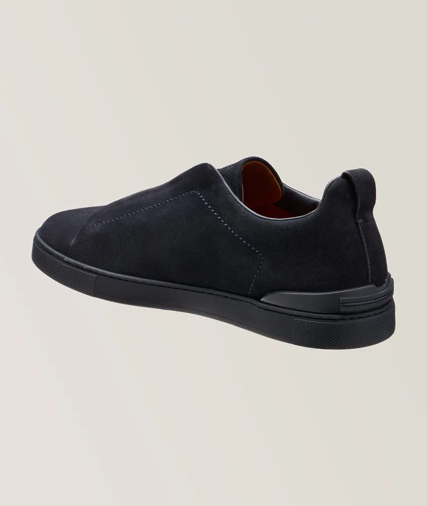 Triple Stitch Tonal Suede Slip-On Sneakers