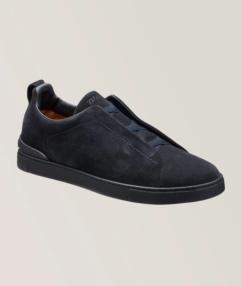 Triple Stitch Tonal Suede Slip-On Sneakers