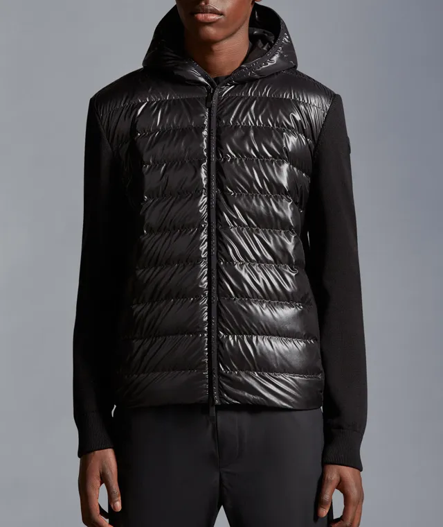 Moncler Mixed Media Knit Sleeve Quilted Hybrid Jacket