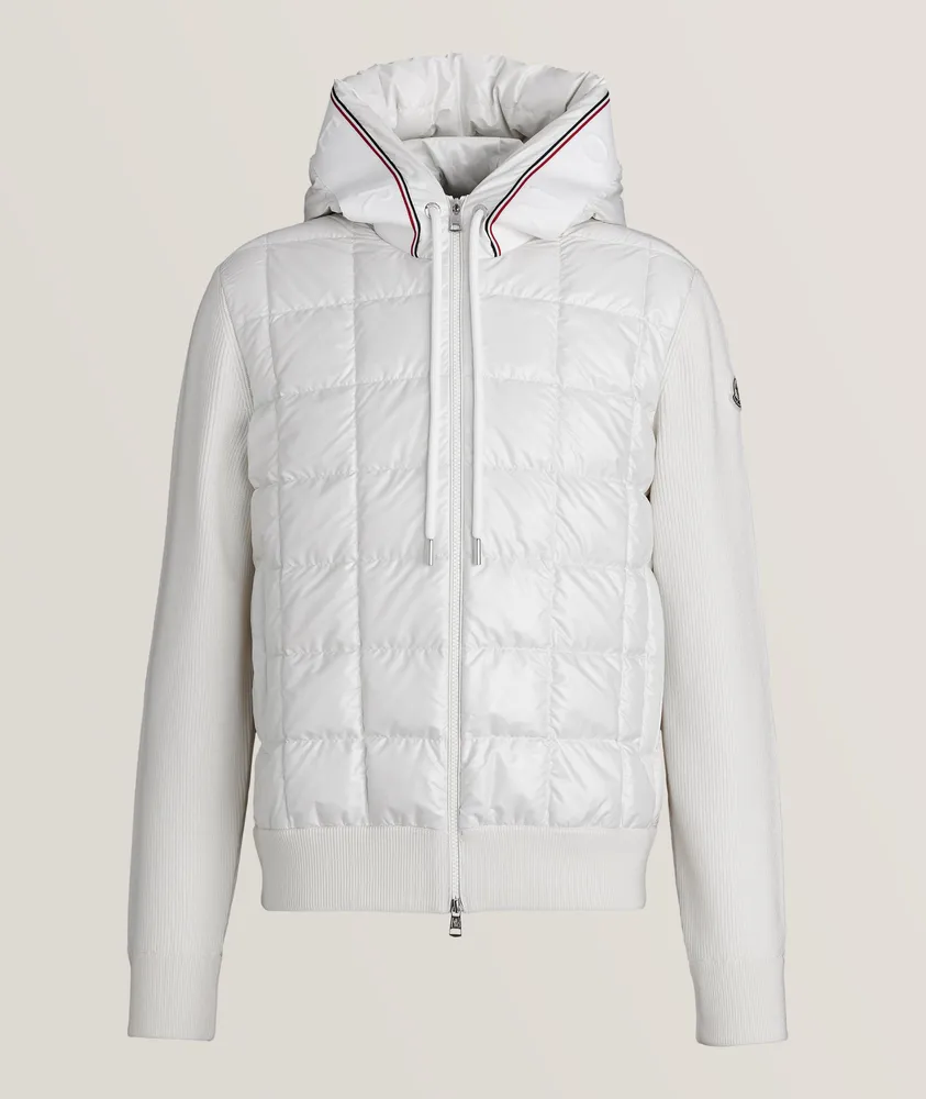 Moncler Mixed Media Knit Sleeve Quilted Hybrid Jacket