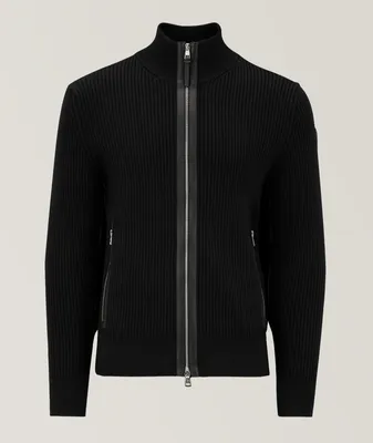 Leather Detailed Virgin Wool Knitted Sweater