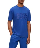 Tonal Embroidered Multi-Logo Jersey Cotton T-Shirt