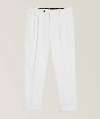 Cotton-Stretch Pleated Pants