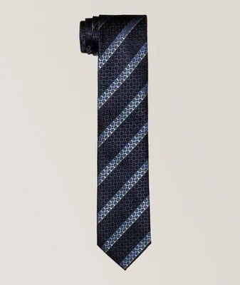 Macroarmature Floral Striped Silk Tie