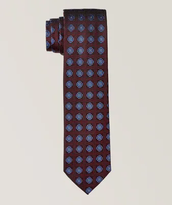 Floral Medallion Pattern Silk Tie