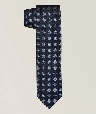 Floral Medallion Pattern Silk Tie