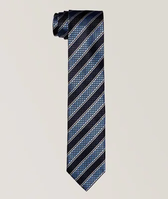 Striped & Geometric Silk-Cotton Tie