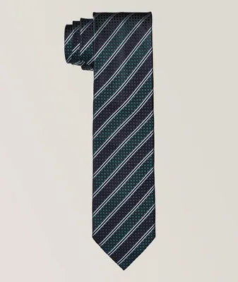 Striped Print Silk Cotton Tie