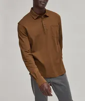 Contrast Suede Tipped Pocket Cotton Polo