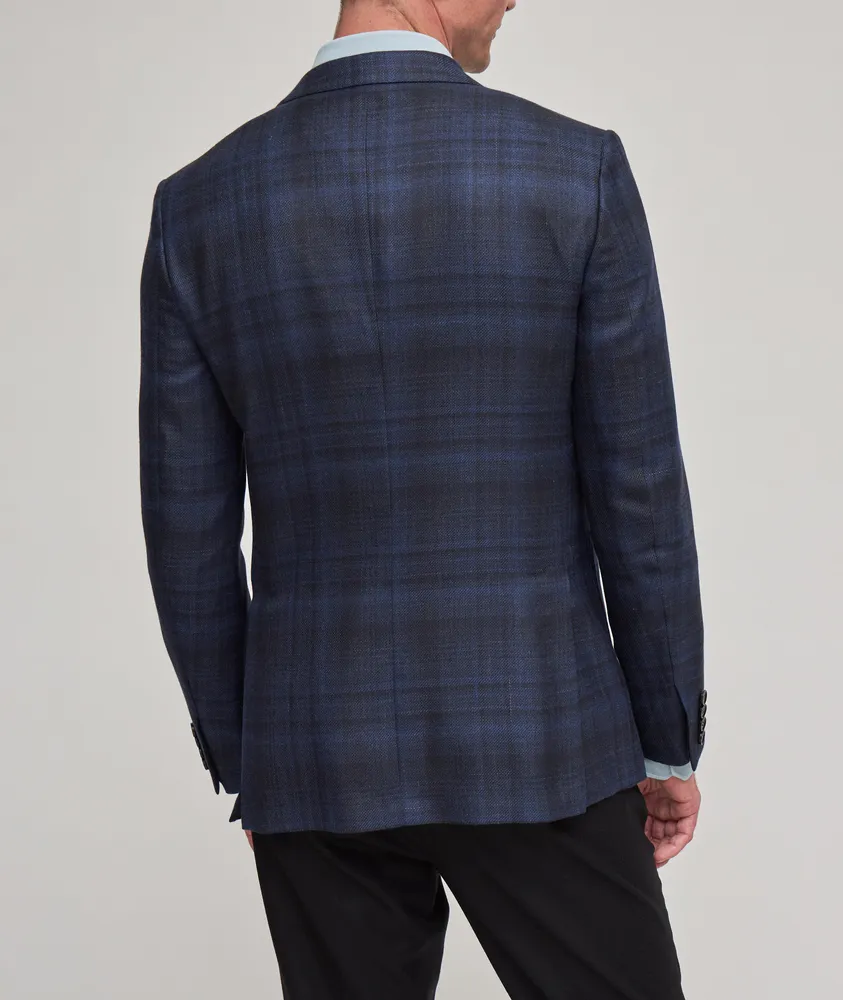 Natural Checkered Cashmere-Silk Blend Sport Jacket