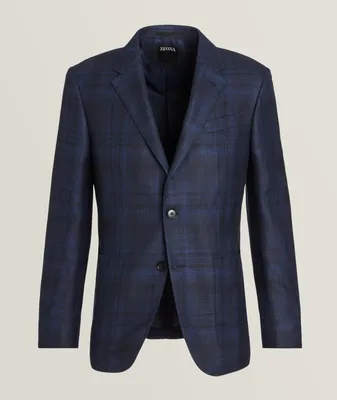 Natural Checkered Cashmere-Silk Blend Sport Jacket